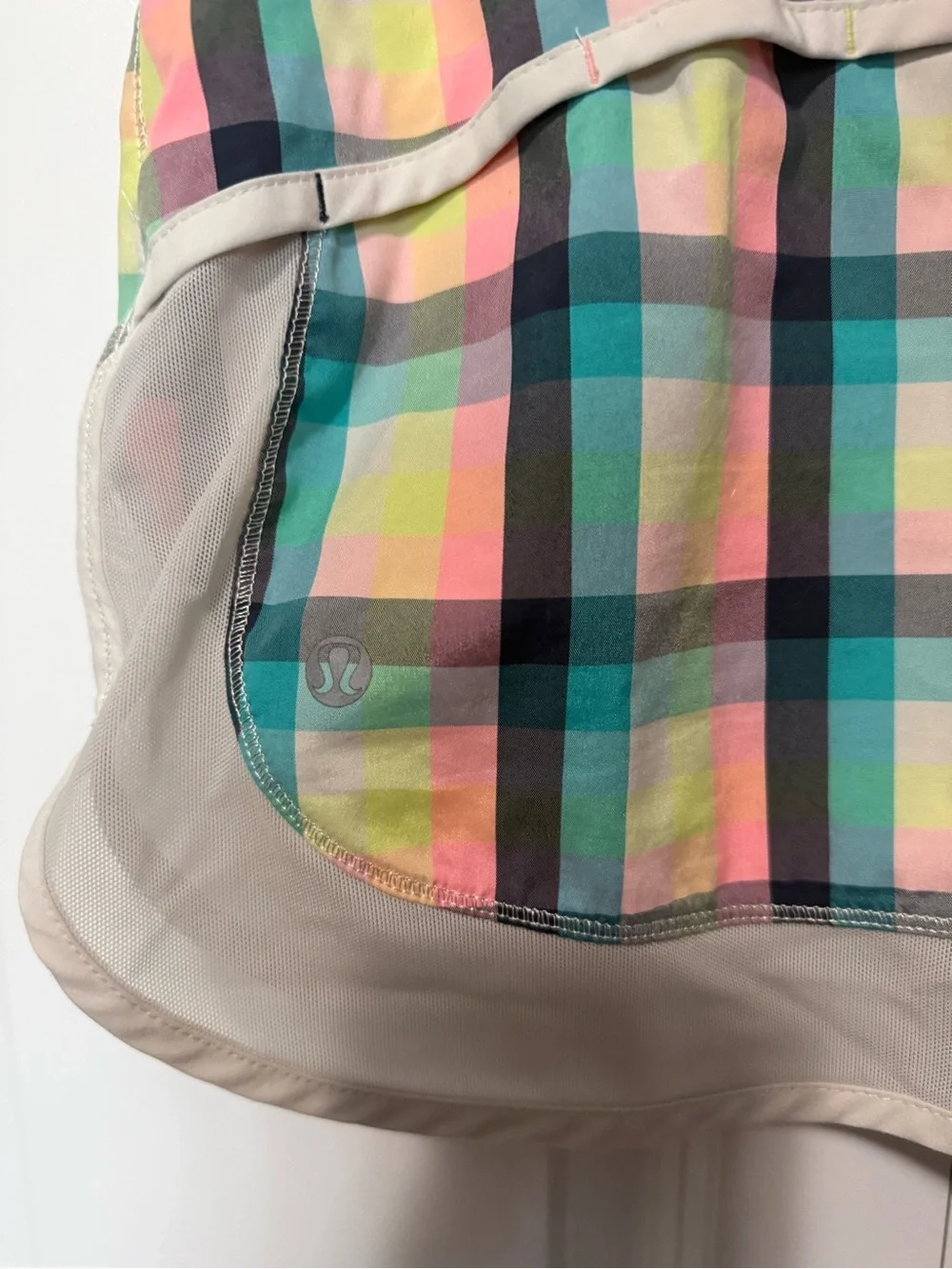 lululemon athletica Cream Skirt with Multicolor Plaid Panel